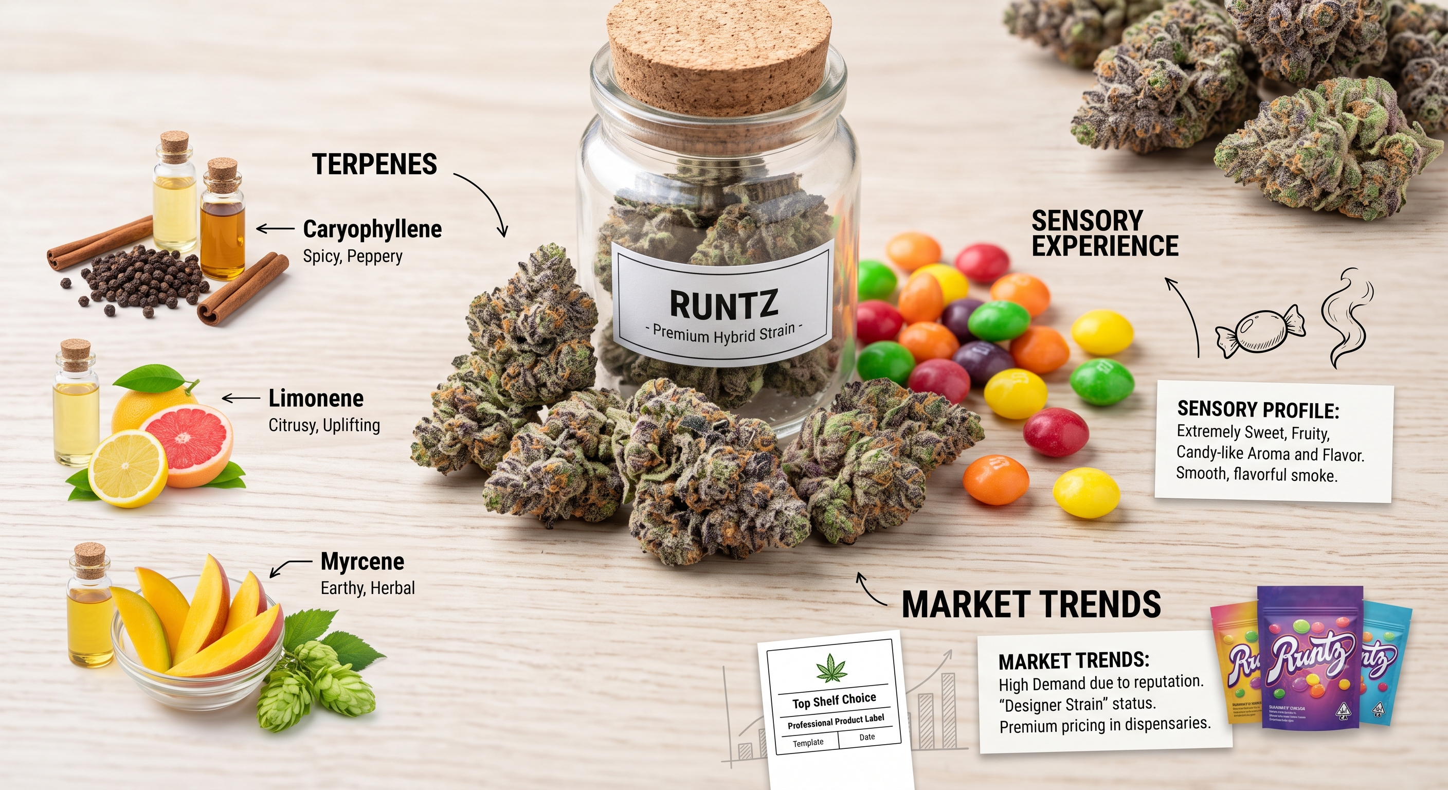Runtz Strain Explained: Terpenes, Sensory Experience, and Market Trends